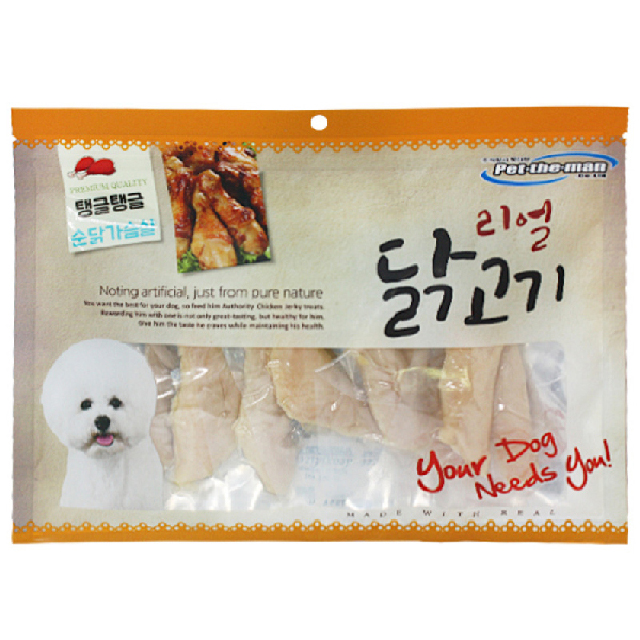 대용량 강아지 사사미 간식 헬로도기 리얼 훈제 닭고기 순닭가슴살, 300g, 1개 - 메인 이미지