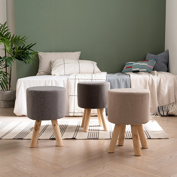 삼익가구 욜로 원형 원목 스툴 / 화장대 의자