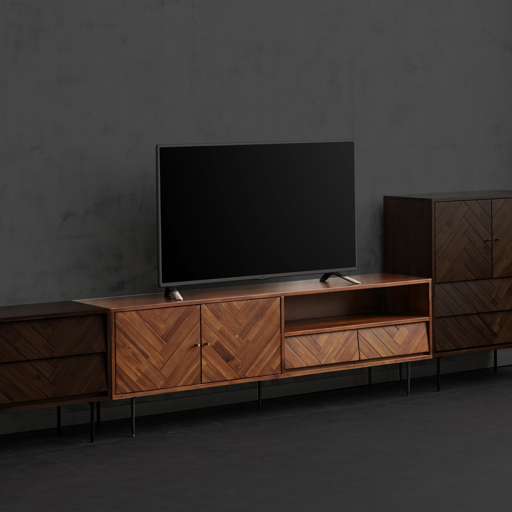 스코나 캐스퍼 헤링본 원목 2000 거실장 티비장 TV다이