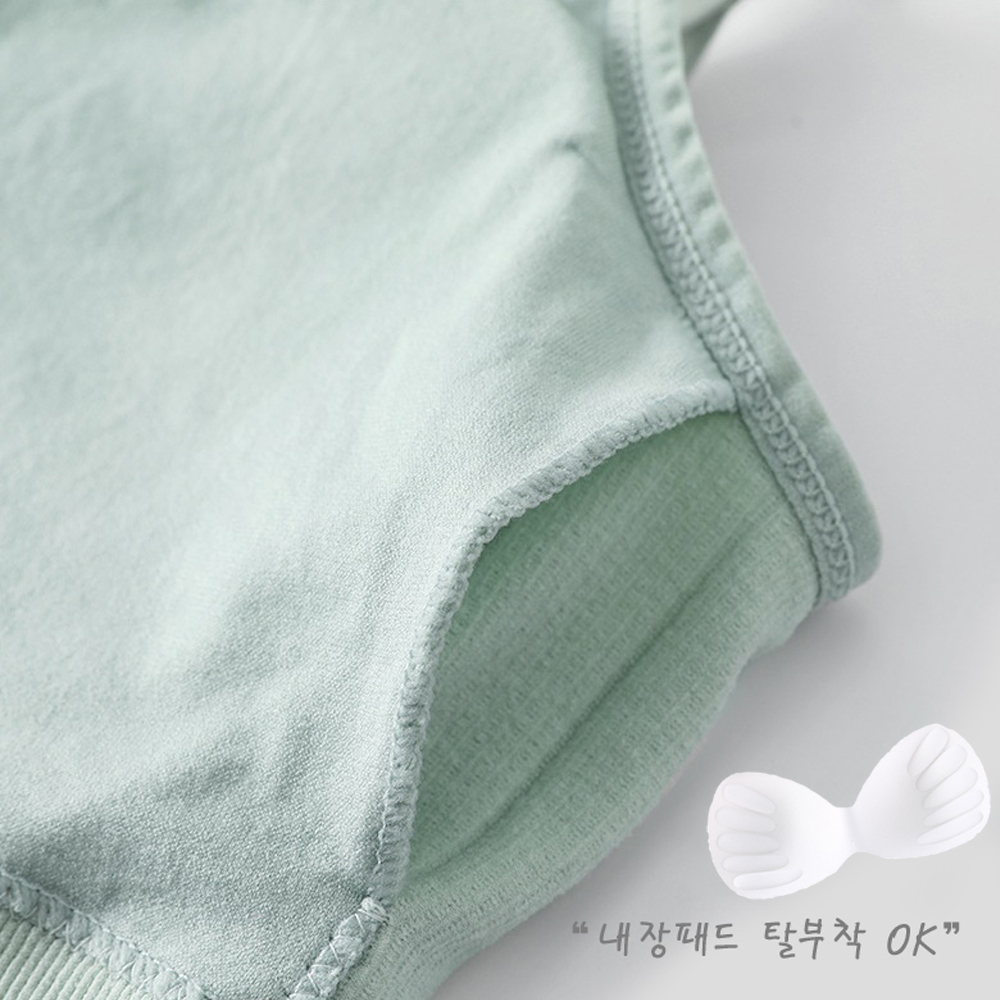 스포츠브라 베이직골지 탑 캡내장 노와이어 수면브라 편한 브라렛 - 상세 이미지 4