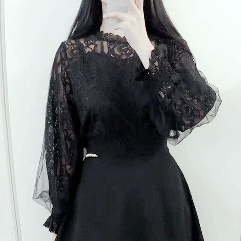 레이스 블라우스 퍼프소매 블라우스 하이넥 블라우스 하객룩 스타일링 팁