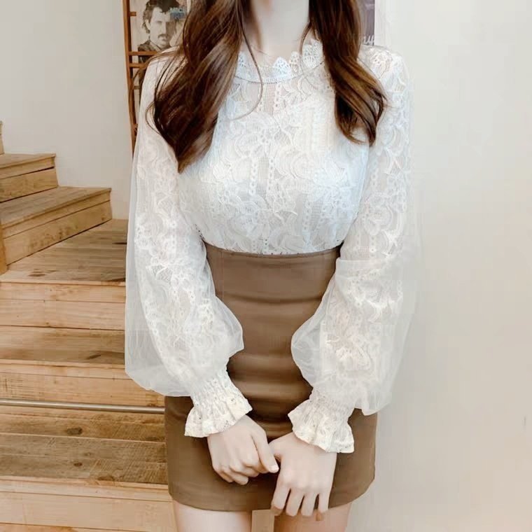 레이스 블라우스 퍼프소매 블라우스 하이넥 블라우스 하객룩 스타일링 팁