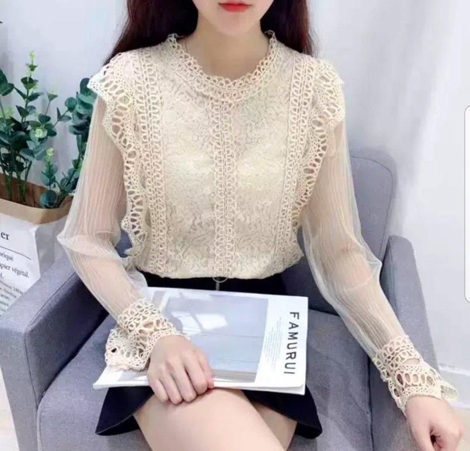 매년탑 레이스 프릴 시스루 쉬폰 블라우스 이미지 8