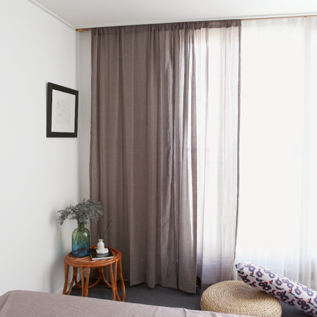 아사커튼 - 브라운 챠르르 속커튼 여름 맞춤제작