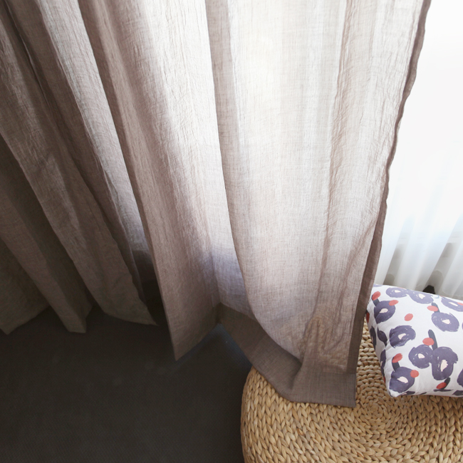 아사커튼 - 브라운 챠르르 속커튼 여름 맞춤제작