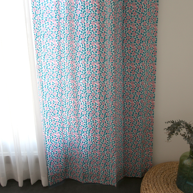 민트쵸콜릿 꽃무늬 아이방커튼 S - 100x150 핀꽂이