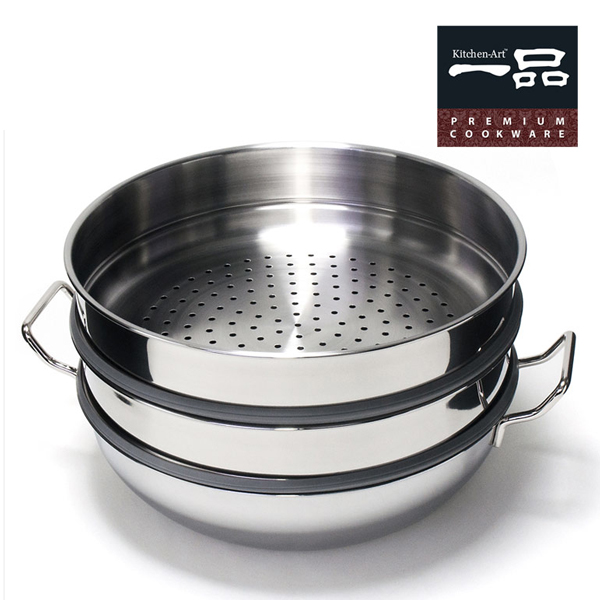키친아트 인덕션 찜냄비 2단 찜솥 통3중 스텐304 28cm - 상세 이미지 4