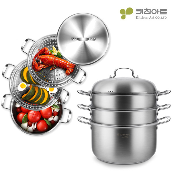 키친아트 올가 인덕션 찜냄비 3단 찜기 찜솥 큰냄비 36cm - 상품 이미지