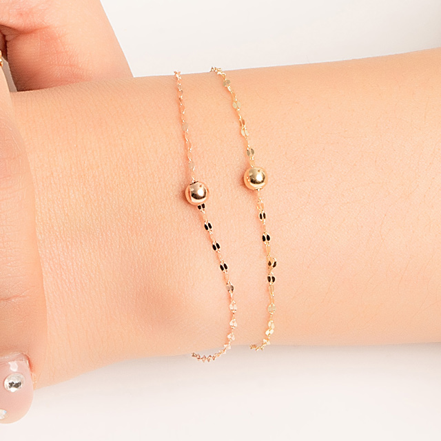 14k 블링 볼 체인 금 팔찌