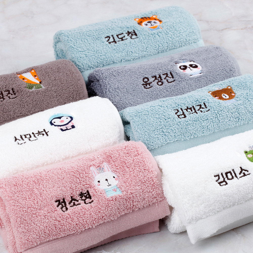 [주문제작]어린이집 네임 수건 리틀포레스트 01 토끼 송월 Pink - 상세 이미지 5