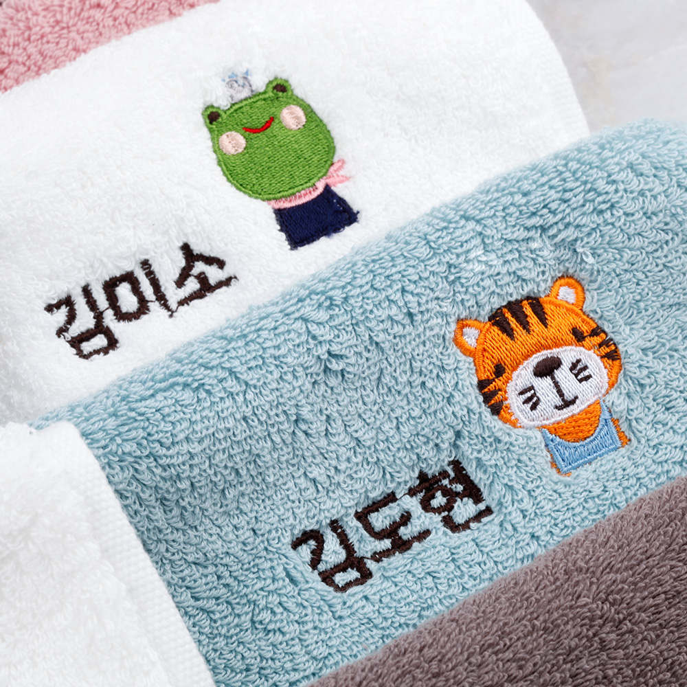 [주문제작]어린이집 네임 수건 리틀포레스트 01 토끼 송월 Pink - 상세 이미지 4