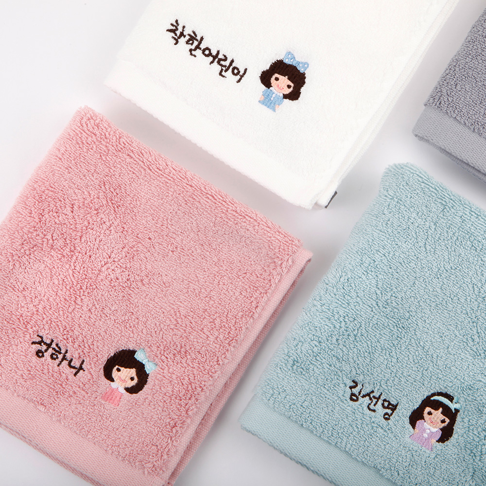 주문제작 어린이집 네임 수건 송월 아이들 Set pink 여아리본 5장 - 상세 이미지 2