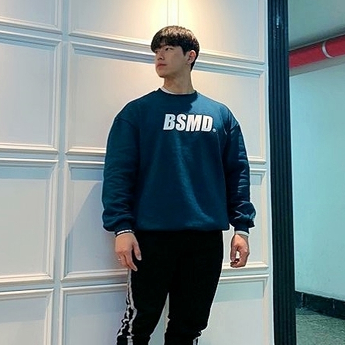 비스트모드 데일리 기모 맨투맨 헬스 오버핏 짐웨어 긴팔 티셔츠 청록 BSMD - 상품 이미지