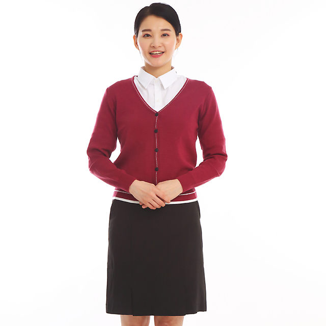 자주색 서빙가디건 식당 간호사유니폼 홀서빙복 - 상세 이미지 2