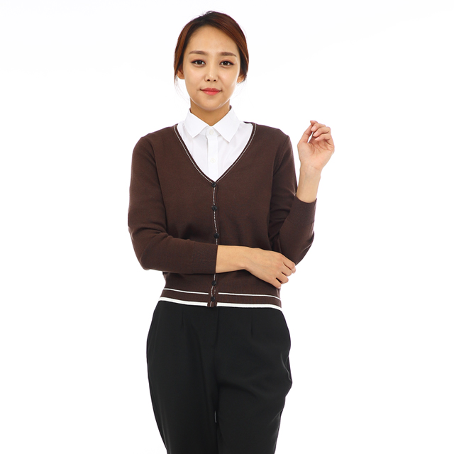 커피색 서빙가디건 식당간호사유니폼 홀서빙복 서빙유니폼 - 상품 이미지