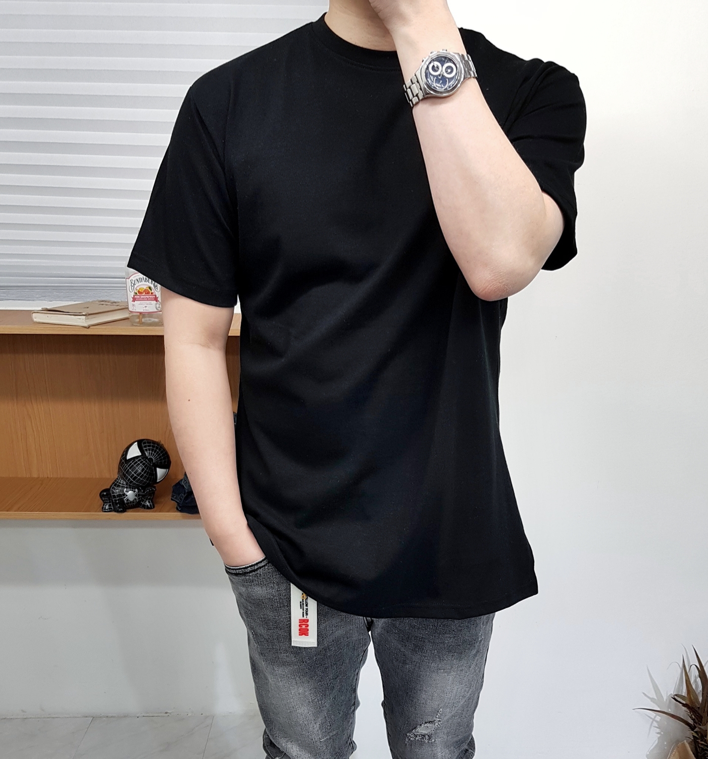 남자 반팔 무지 옆트임 레이어드 티셔츠 이미지 8