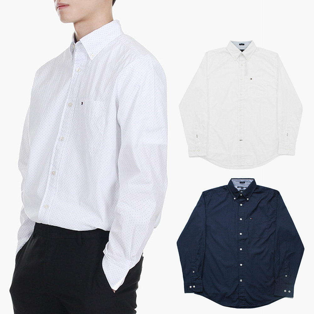 타미힐피거 셔츠 도트 패턴 클래식 남성 13H4417