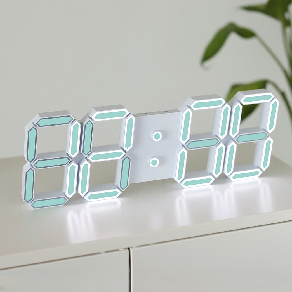 투톤라인 LED 벽걸이 무소음 인테리어 디자인 디지털 전자 벽시계 - 상품 이미지