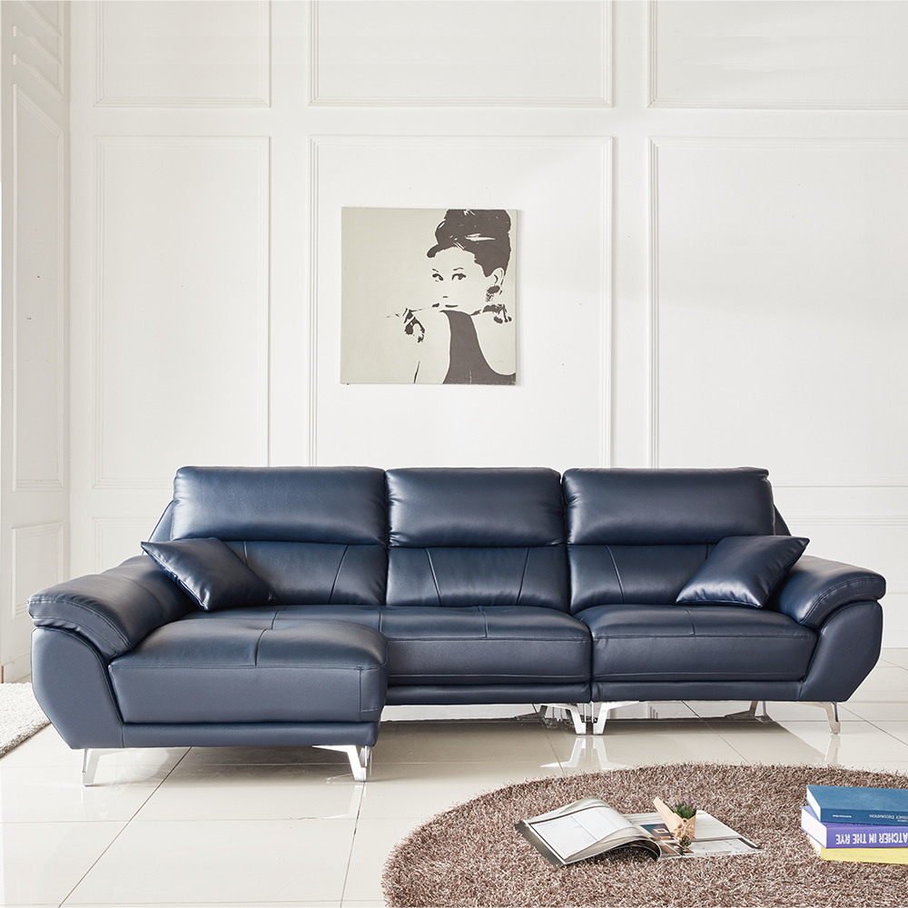 스코나 맬러리 나파 가죽 소파 스툴포함, 그레이, 4인용