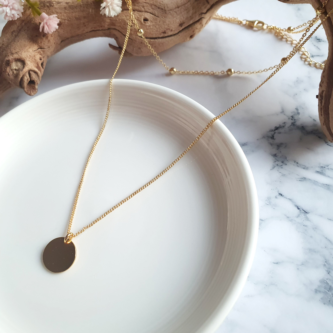 925실버 두줄 18K골드도금 체인 레이어드 목걸이 - 비반자크