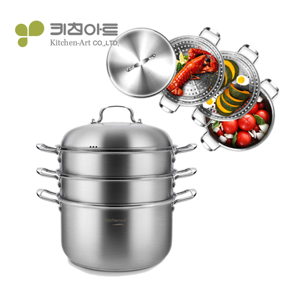 키친아트 올가 인덕션 찜냄비 3단 인덕션용 찜기 32cm - 상품 이미지