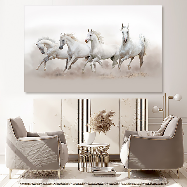 말 그림 액자 백마도 팔마도 캔버스 포스터 A4