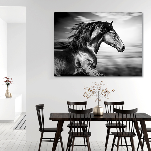 말 그림 액자 백마도 팔마도 캔버스 포스터 A4