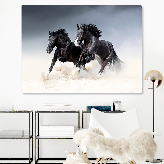 말 그림 액자 백마도 팔마도 캔버스 포스터 A4