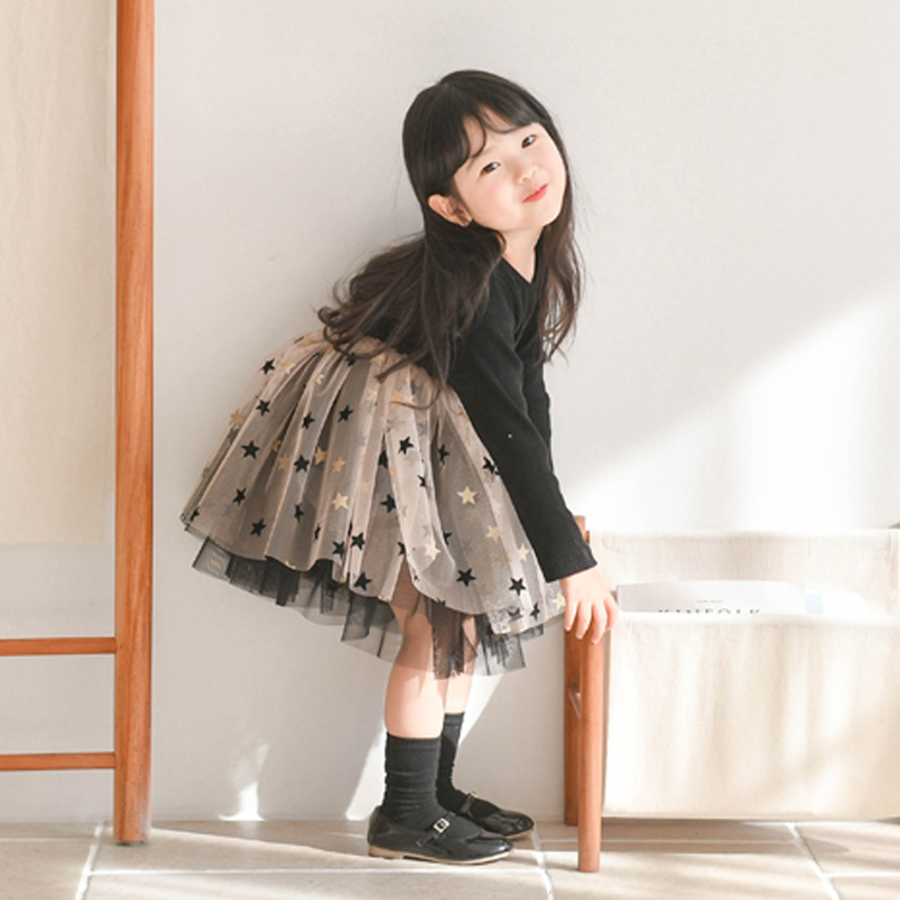 끌레르 별 튜튜 샤 원피스 여아 아동 블랙 아이보리 보통핏 할로윈 망사 마녀 속기모 - 상세 이미지 2