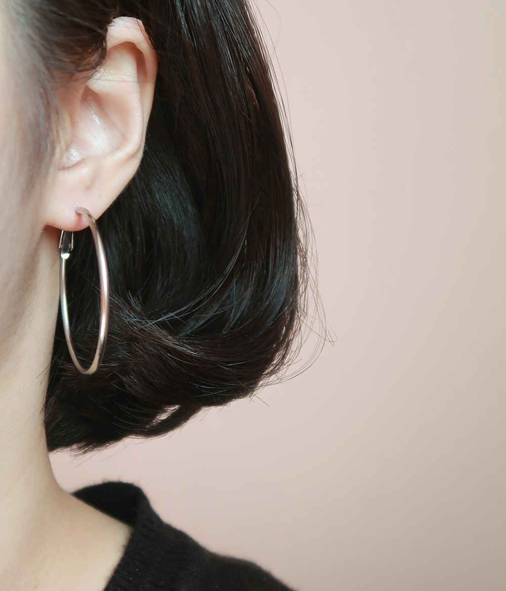 🖤써지컬(6size)🖤당일발송! 원터치 써지컬스틸 링귀걸이 3cm/4cm/5cm/6cm/7cm/8cm 상세 이미지 8