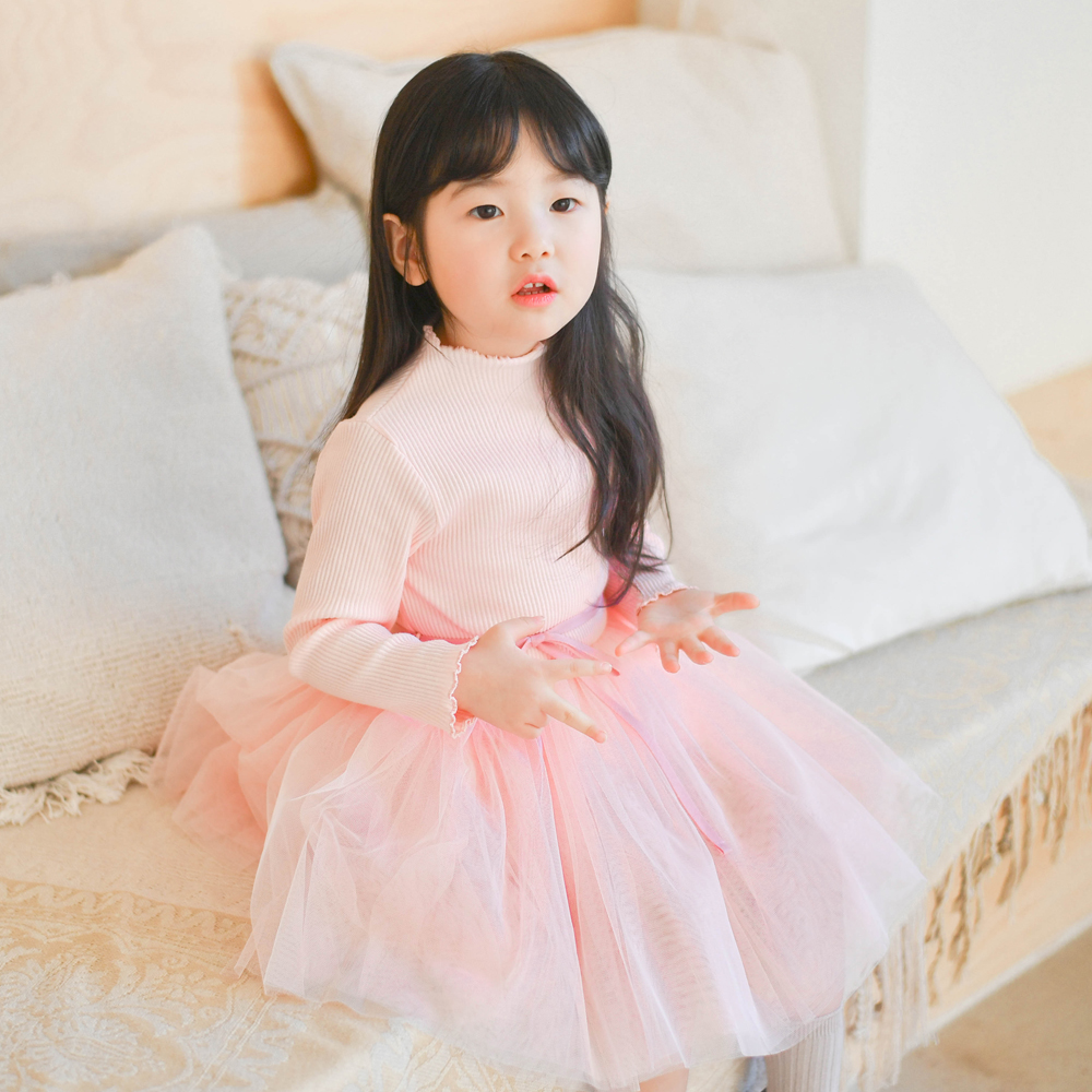 유라 골지 튜튜 샤 원피스 여아 아동 크리스마스 발레 하이넥 목 폴라 학예회 이미지 7