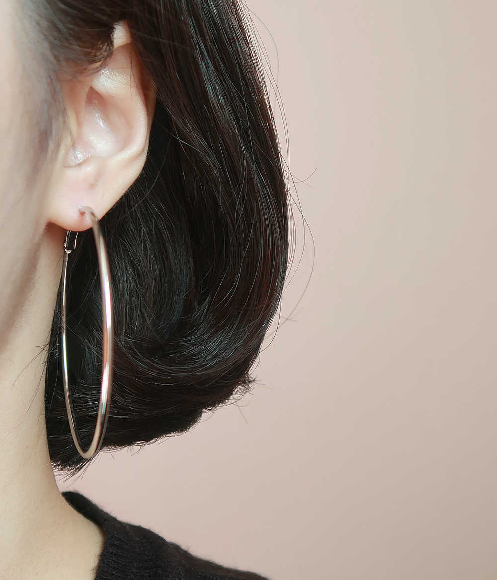 🖤써지컬(6size)🖤당일발송! 원터치 써지컬스틸 링귀걸이 3cm/4cm/5cm/6cm/7cm/8cm 상세 이미지 10