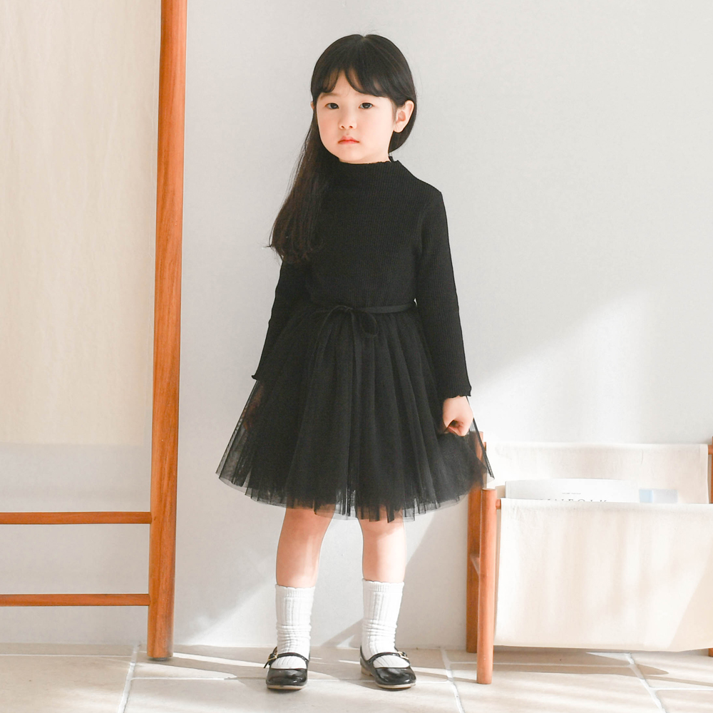 유라 골지 튜튜 샤 원피스 여아 아동 크리스마스 발레 하이넥 목 폴라 학예회 - 상세 이미지 4