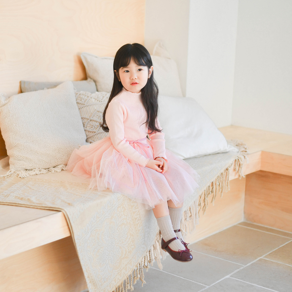 유라 골지 튜튜 샤 원피스 여아 아동 크리스마스 발레 하이넥 목 폴라 학예회 이미지 8