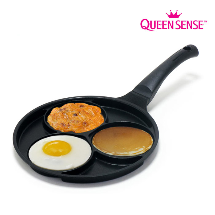 퀸센스 블랙 인덕션 에그팬 3구 / 원형 후라이팬