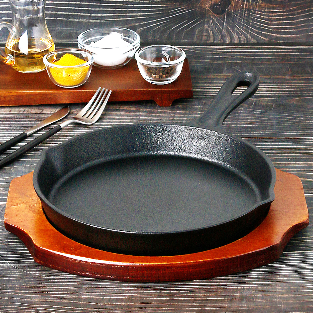 인덕션 무쇠 주물팬 구이 스테이크 철판 감바스 팬 판 24cm, 깊은원형 - 상품 이미지