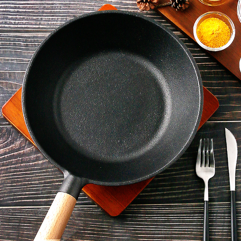 인덕션 무쇠 주물팬 구이 스테이크 철판 감바스 팬 판 25cm, 웍 - 상세 이미지 2