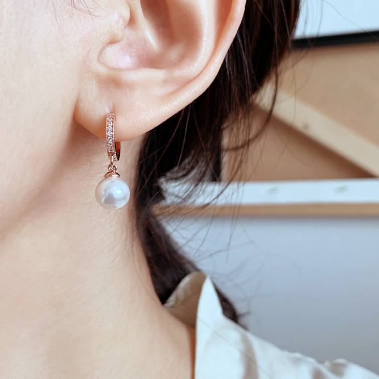 14K 금침 진주 원터치 링 혼주 귀걸이