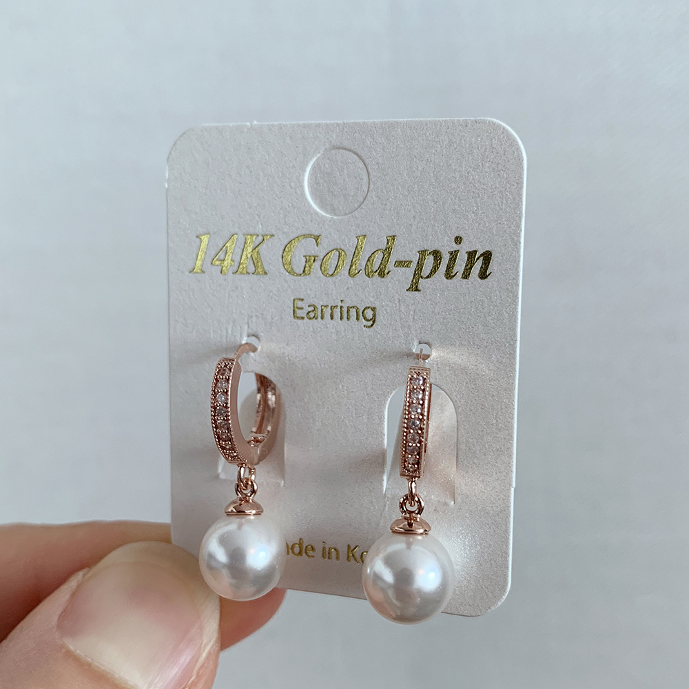 14K 금침 진주 원터치 링 혼주 귀걸이 - 상세 이미지 2