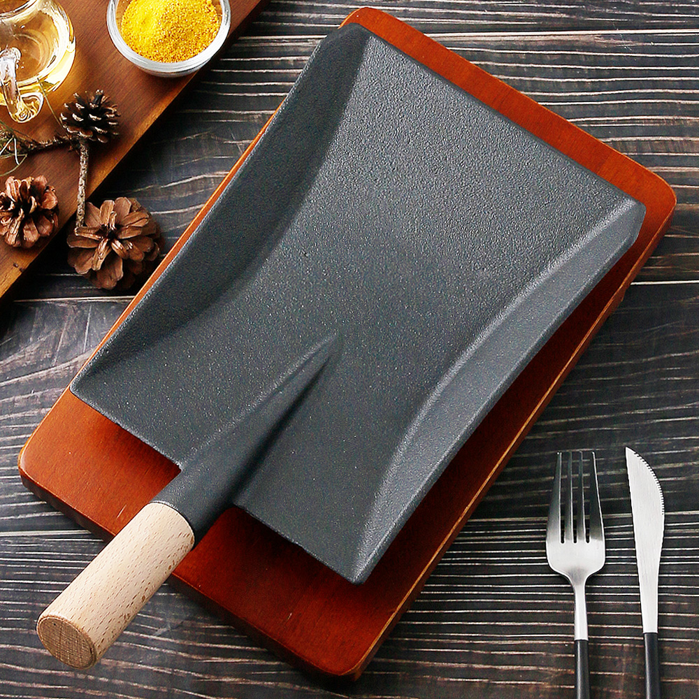 인덕션 무쇠 주물팬 구이 스테이크 철판 감바스 팬 판 23.7cm, 자루삽 - 상세 이미지 3