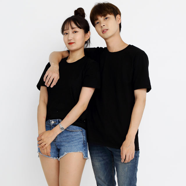 (14color)20수라운드 검정반팔티셔츠 가게식당 단체유니폼 홀서빙복 - 상품 이미지