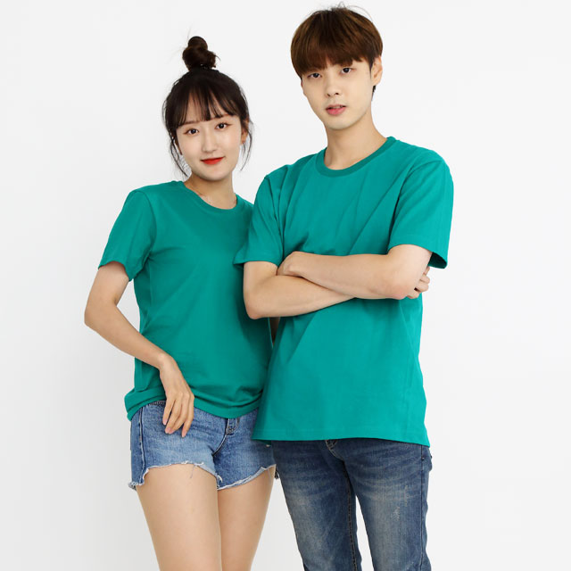 (14color)20수라운드 그린반팔티셔츠 가게식당 단체유니폼 홀서빙복 - 상품 이미지