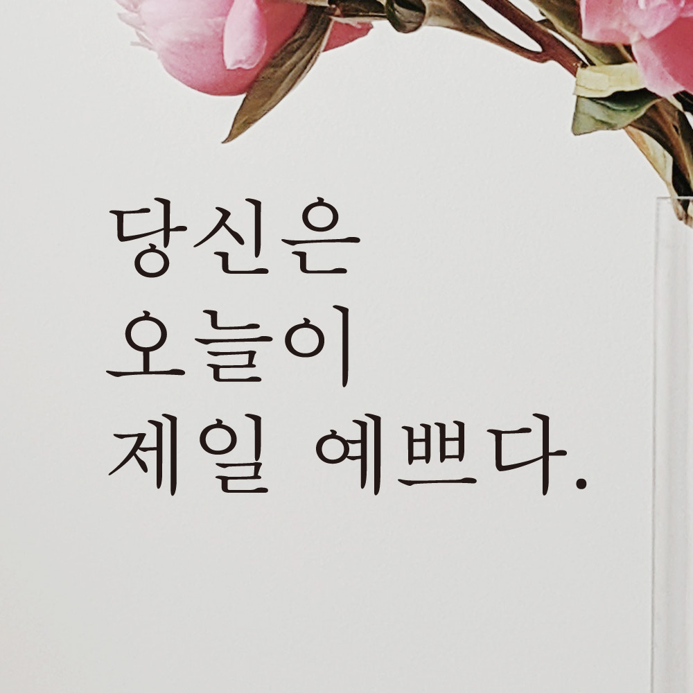 레터링 카페 스티커 당신은 오늘이 제일 예쁘다 검정S - 상품 이미지