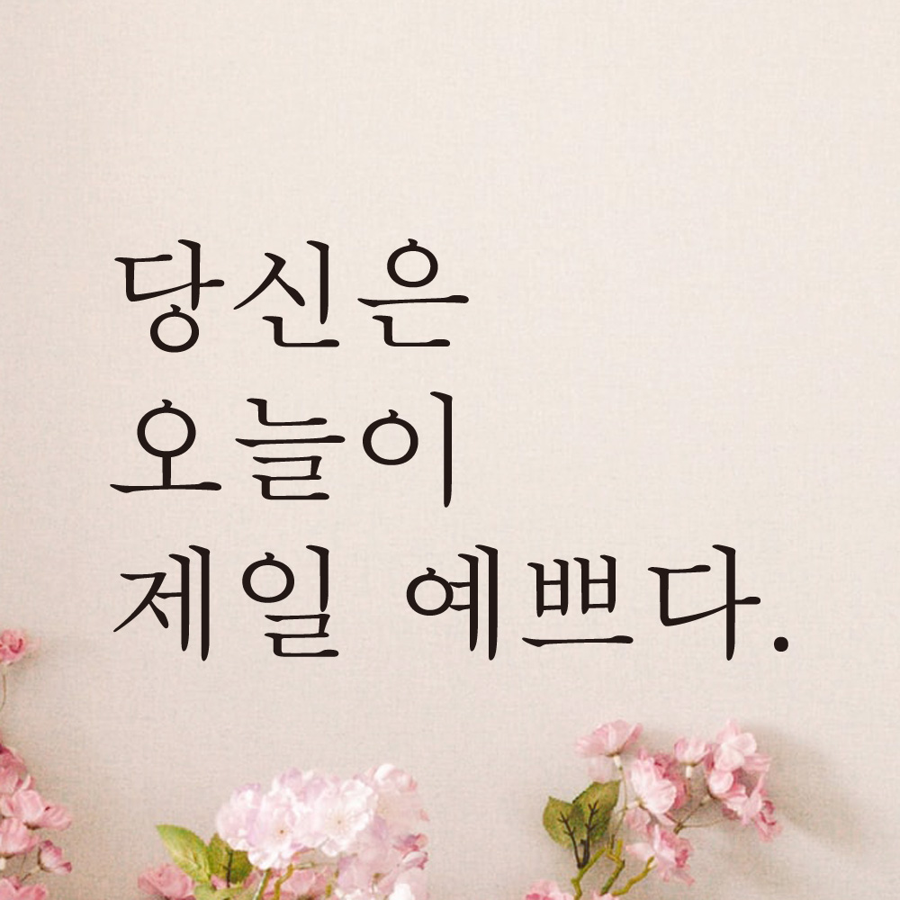레터링 카페 스티커 당신은 오늘이 제일 예쁘다 검정S - 상세 이미지 2