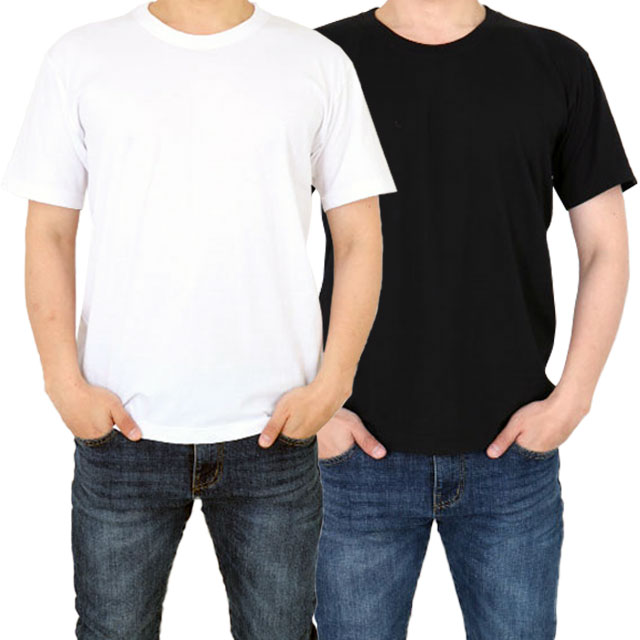 국내제작 남여공용 기본 라운드 면티 무지 반팔티 - 상품 이미지