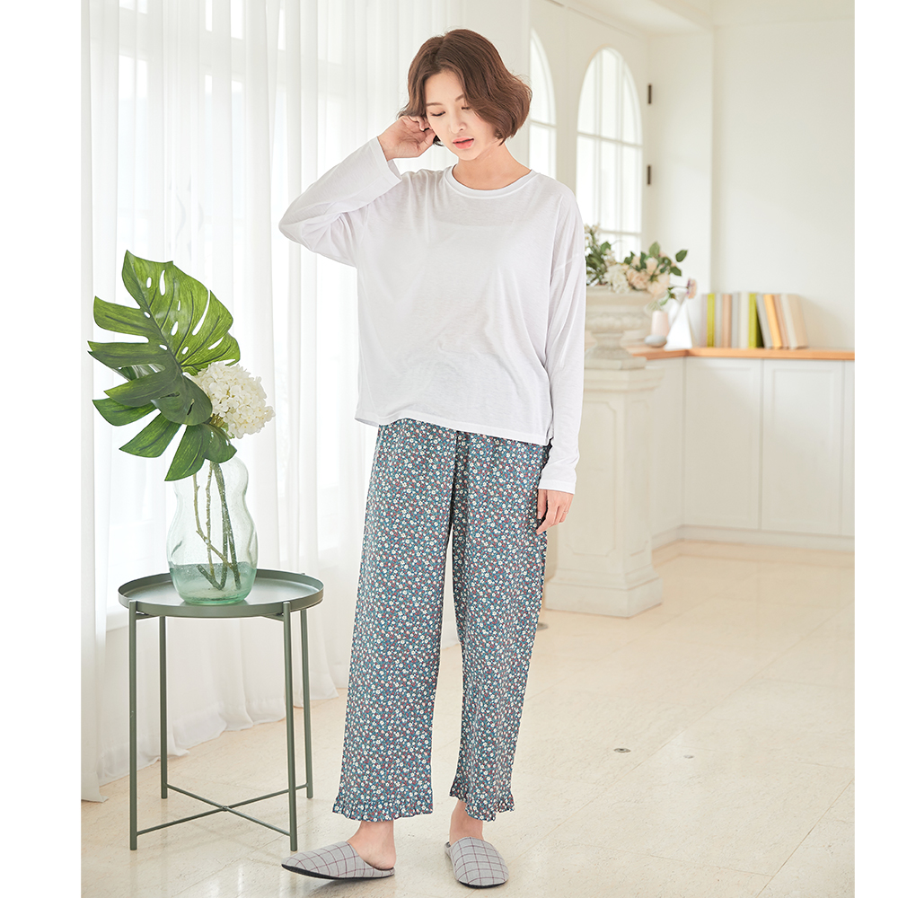 봄 플라워 파자마 꽃무늬 여성 잠옷 바지 집에서 입는 옷 7부 9부/ AP9 142GR - 상세 이미지 3