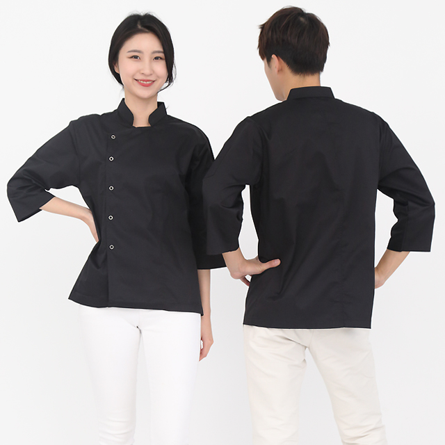 블랙슬림핏 싱글스냅링 칠부조리복 - 상세 이미지 5