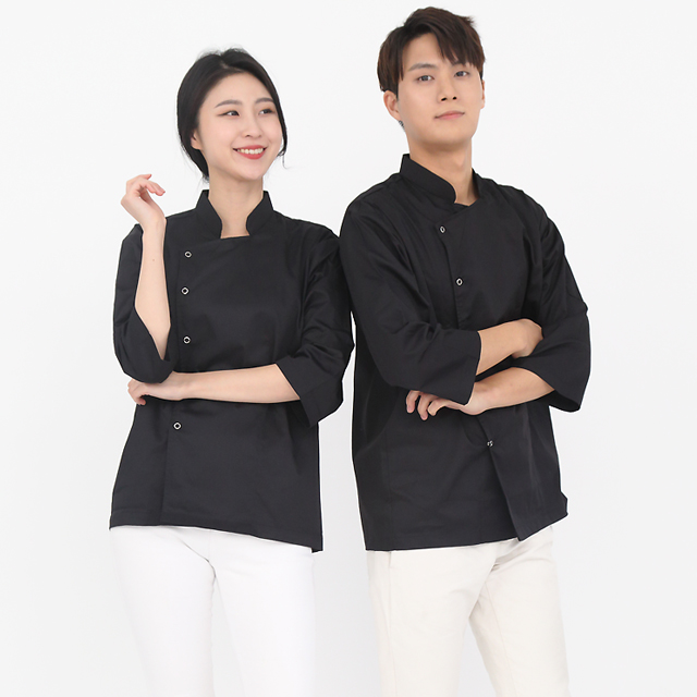 블랙슬림핏 싱글스냅링 칠부조리복 - 상세 이미지 2