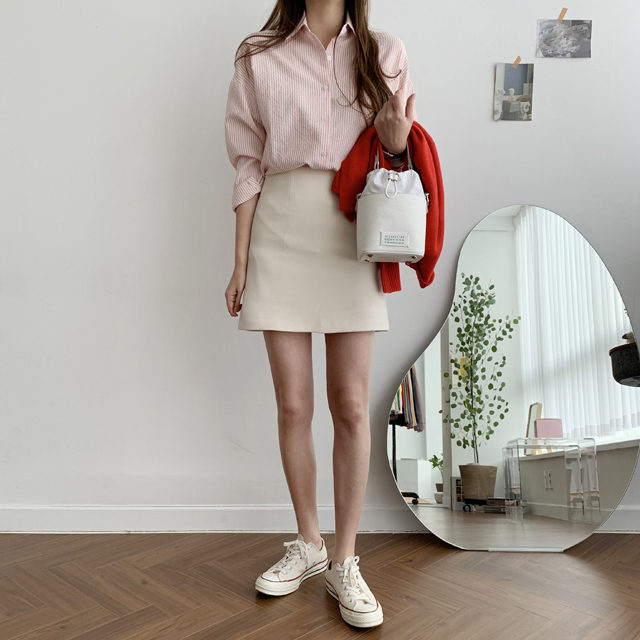 루즈핏 레이어드 카라 여성 스트라이프 셔츠 여자 남방 거즈 셔츠 봄 가을 - 상세 이미지 4