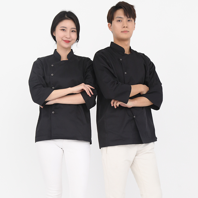 블랙슬림핏 싱글스냅링 칠부조리복 - 상세 이미지 3
